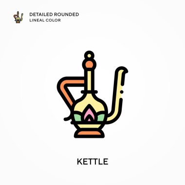 Kettle detaylı yuvarlak çizgi rengi. Modern vektör illüstrasyon kavramları. Düzenlemesi ve kişiselleştirmesi kolay.
