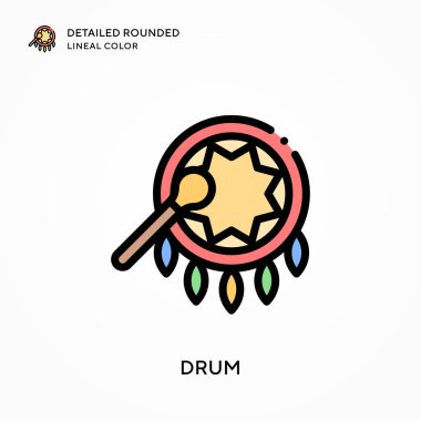 Davul ayrıntılı yuvarlak çizgisel renk. Modern vektör illüstrasyon kavramları. Düzenlemesi ve kişiselleştirmesi kolay.