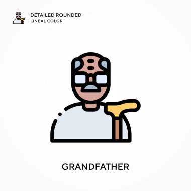 Büyükbabam yuvarlak çizgisel renkleri detaylıca anlattı. Modern vektör illüstrasyon kavramları. Düzenlemesi ve kişiselleştirmesi kolay.