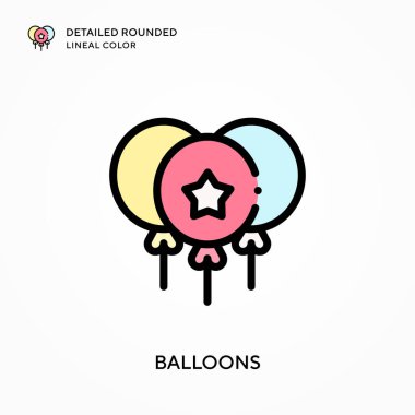 Balonlar ayrıntılı yuvarlak çizgisel renk. Modern vektör illüstrasyon kavramları. Düzenlemesi ve kişiselleştirmesi kolay.