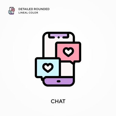 Sohbet ayrıntılı yuvarlak çizgi rengi. Modern vektör illüstrasyon kavramları. Düzenlemesi ve kişiselleştirmesi kolay.