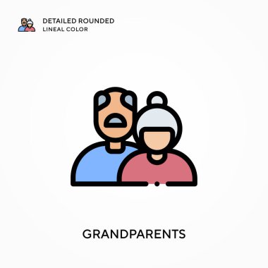 Büyükbabalar yuvarlak çizgisel renkleri detaylandırmışlar. Modern vektör illüstrasyon kavramları. Düzenlemesi ve kişiselleştirmesi kolay.