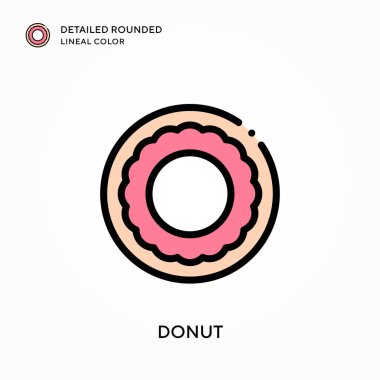 Donut ayrıntılı yuvarlak çizgisel renk. Modern vektör illüstrasyon kavramları. Düzenlemesi ve kişiselleştirmesi kolay.