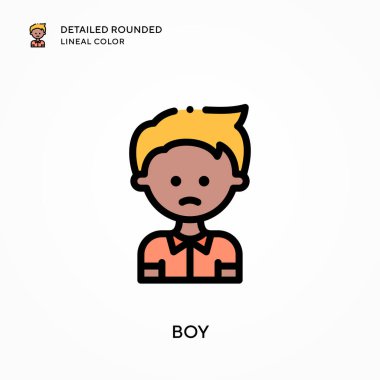 Oğlan yuvarlak çizgi rengini detaylandırdı. Modern vektör illüstrasyon kavramları. Düzenlemesi ve kişiselleştirmesi kolay.