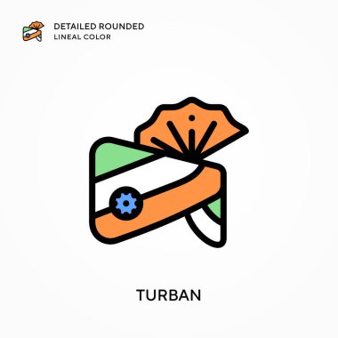 Türban ayrıntılı yuvarlak çizgisel renk. Modern vektör illüstrasyon kavramları. Düzenlemesi ve kişiselleştirmesi kolay.