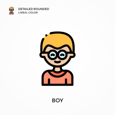 Oğlan yuvarlak çizgi rengini detaylandırdı. Modern vektör illüstrasyon kavramları. Düzenlemesi ve kişiselleştirmesi kolay.