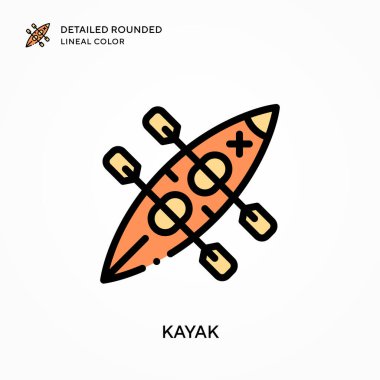 Kano ayrıntılı yuvarlak çizgisel renk. Modern vektör illüstrasyon kavramları. Düzenlemesi ve kişiselleştirmesi kolay.