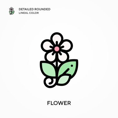 Çiçek detaylandırılmış yuvarlak çizgi rengi. Modern vektör illüstrasyon kavramları. Düzenlemesi ve kişiselleştirmesi kolay.