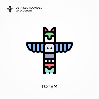 Totem yuvarlak çizgi rengini detaylandırdı. Modern vektör illüstrasyon kavramları. Düzenlemesi ve kişiselleştirmesi kolay.