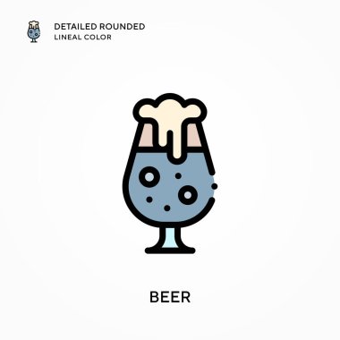 Bira detaylı yuvarlak çizgisel renk. Modern vektör illüstrasyon kavramları. Düzenlemesi ve kişiselleştirmesi kolay.