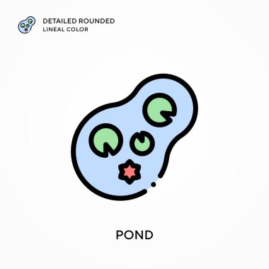 Göl detaylı yuvarlak çizgisel renk. Modern vektör illüstrasyon kavramları. Düzenlemesi ve kişiselleştirmesi kolay.