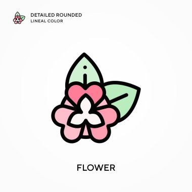 Çiçek detaylandırılmış yuvarlak çizgi rengi. Modern vektör illüstrasyon kavramları. Düzenlemesi ve kişiselleştirmesi kolay.