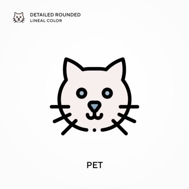 Evcil hayvan detaylı yuvarlak çizgisel renk. Modern vektör illüstrasyon kavramları. Düzenlemesi ve kişiselleştirmesi kolay.