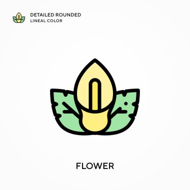 Çiçek detaylandırılmış yuvarlak çizgi rengi. Modern vektör illüstrasyon kavramları. Düzenlemesi ve kişiselleştirmesi kolay.