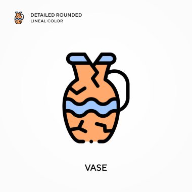 Vazo detaylı yuvarlak çizgisel renk. Modern vektör illüstrasyon kavramları. Düzenlemesi ve kişiselleştirmesi kolay.