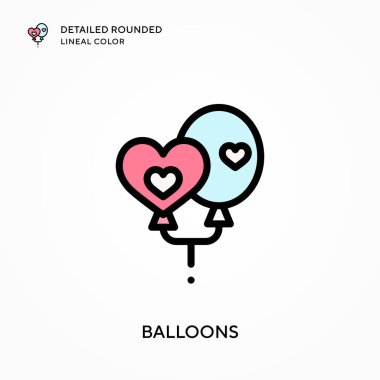 Balonlar ayrıntılı yuvarlak çizgisel renk. Modern vektör illüstrasyon kavramları. Düzenlemesi ve kişiselleştirmesi kolay.