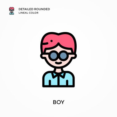 Oğlan yuvarlak çizgi rengini detaylandırdı. Modern vektör illüstrasyon kavramları. Düzenlemesi ve kişiselleştirmesi kolay.