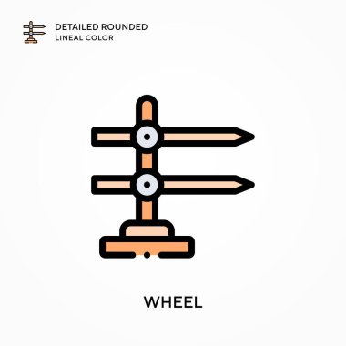 Tekerlek detaylı yuvarlak çizgisel renk. Modern vektör illüstrasyon kavramları. Düzenlemesi ve kişiselleştirmesi kolay.