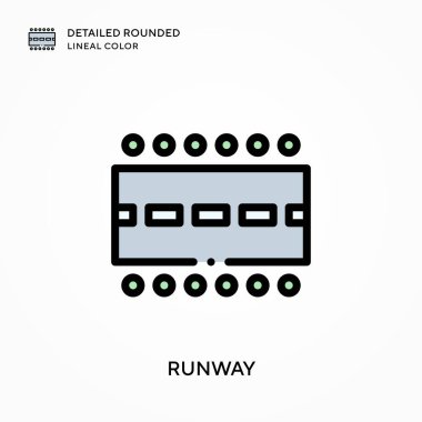 Runway ayrıntılı yuvarlak çizgisel renk. Modern vektör illüstrasyon kavramları. Düzenlemesi ve kişiselleştirmesi kolay.