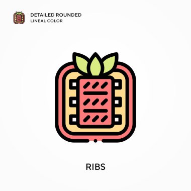 Kaburgalar yuvarlak çizgi rengini detaylandırmış. Modern vektör illüstrasyon kavramları. Düzenlemesi ve kişiselleştirmesi kolay.