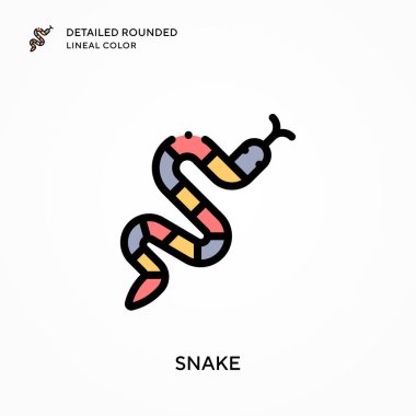 Yılan detaylı yuvarlak çizgi rengi. Modern vektör illüstrasyon kavramları. Düzenlemesi ve kişiselleştirmesi kolay.