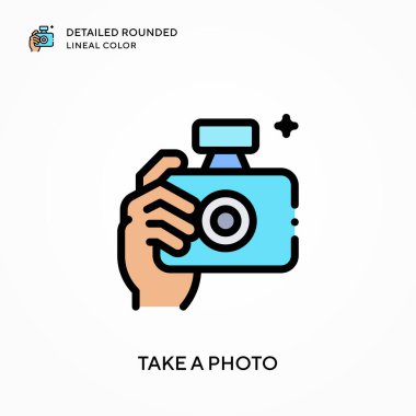 Detaylı yuvarlak çizgisel bir fotoğraf çek. Modern vektör illüstrasyon kavramları. Düzenlemesi ve kişiselleştirmesi kolay.