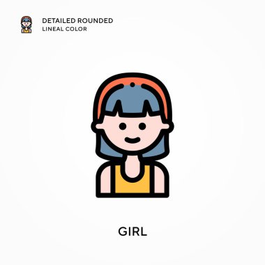 Kız yuvarlak çizgi rengini detaylandırmış. Modern vektör illüstrasyon kavramları. Düzenlemesi ve kişiselleştirmesi kolay.