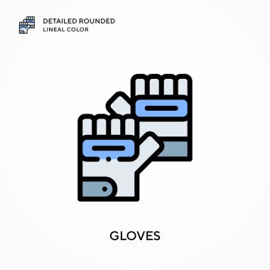 Eldivenler ayrıntılı yuvarlak çizgisel renk. Modern vektör illüstrasyon kavramları. Düzenlemesi ve kişiselleştirmesi kolay.