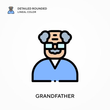 Büyükbabam yuvarlak çizgisel renkleri detaylıca anlattı. Modern vektör illüstrasyon kavramları. Düzenlemesi ve kişiselleştirmesi kolay.