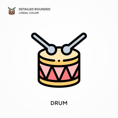 Davul ayrıntılı yuvarlak çizgisel renk. Modern vektör illüstrasyon kavramları. Düzenlemesi ve kişiselleştirmesi kolay.