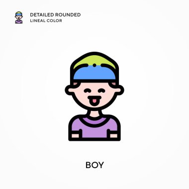 Oğlan yuvarlak çizgi rengini detaylandırdı. Modern vektör illüstrasyon kavramları. Düzenlemesi ve kişiselleştirmesi kolay.