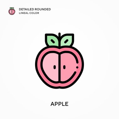 Apple ayrıntılı yuvarlak çizgisel renk. Modern vektör illüstrasyon kavramları. Düzenlemesi ve kişiselleştirmesi kolay.