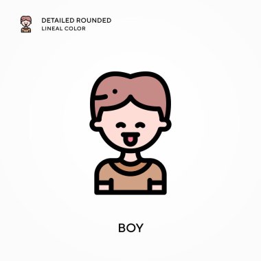 Oğlan yuvarlak çizgi rengini detaylandırdı. Modern vektör illüstrasyon kavramları. Düzenlemesi ve kişiselleştirmesi kolay.