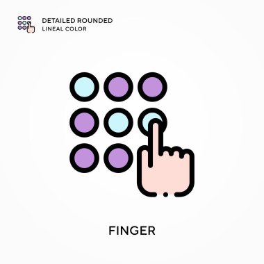 Parmak detaylı yuvarlak çizgisel renk. Modern vektör illüstrasyon kavramları. Düzenlemesi ve kişiselleştirmesi kolay.