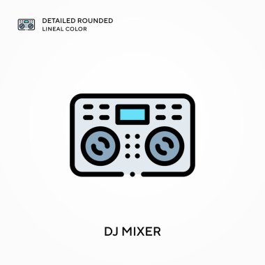 DJ karıştırıcı ayrıntılı yuvarlak doğrusal renk. Modern vektör illüstrasyon kavramları. Düzenlemesi ve kişiselleştirmesi kolay.