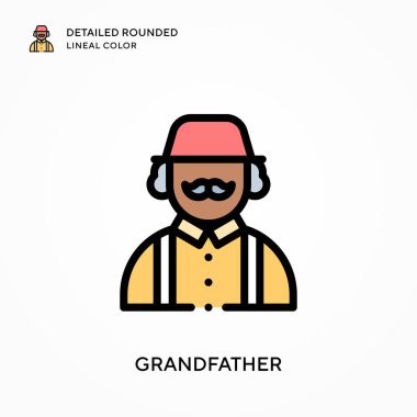 Büyükbabam yuvarlak çizgisel renkleri detaylıca anlattı. Modern vektör illüstrasyon kavramları. Düzenlemesi ve kişiselleştirmesi kolay.
