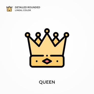Kraliçe yuvarlak çizgi rengini detaylandırdı. Modern vektör illüstrasyon kavramları. Düzenlemesi ve kişiselleştirmesi kolay.