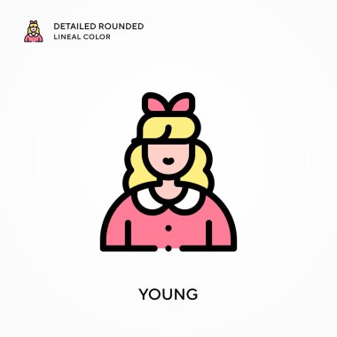 Genç ayrıntılı yuvarlak çizgisel renk. Modern vektör illüstrasyon kavramları. Düzenlemesi ve kişiselleştirmesi kolay.