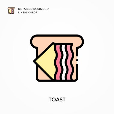 Tost detaylı yuvarlak çizgisel renk. Modern vektör illüstrasyon kavramları. Düzenlemesi ve kişiselleştirmesi kolay.