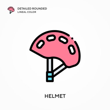 Miğfer ayrıntılı yuvarlak çizgisel renk. Modern vektör illüstrasyon kavramları. Düzenlemesi ve kişiselleştirmesi kolay.