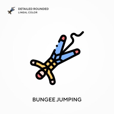 Bungee jumping detaylı yuvarlak çizgisel renk. Modern vektör illüstrasyon kavramları. Düzenlemesi ve kişiselleştirmesi kolay.