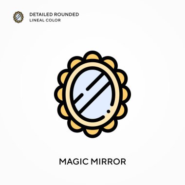 Sihirli ayna yuvarlak çizgi rengini detaylandırdı. Modern vektör illüstrasyon kavramları. Düzenlemesi ve kişiselleştirmesi kolay.