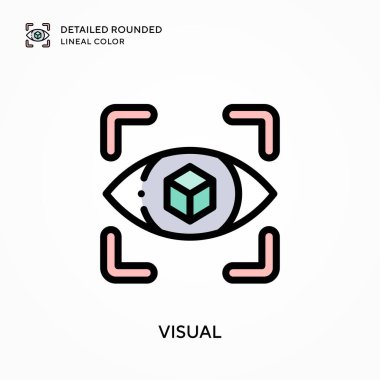 Görsel ayrıntılı yuvarlak çizgisel renk. Modern vektör illüstrasyon kavramları. Düzenlemesi ve kişiselleştirmesi kolay.