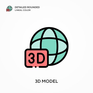 3D model ayrıntılı yuvarlak çizgisel renk. Modern vektör illüstrasyon kavramları. Düzenlemesi ve kişiselleştirmesi kolay.