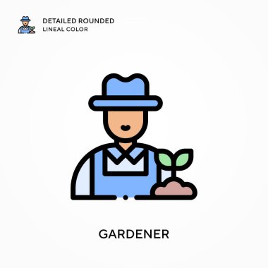 Bahçıvan yuvarlak çizgi rengini detaylandırdı. Modern vektör illüstrasyon kavramları. Düzenlemesi ve kişiselleştirmesi kolay.