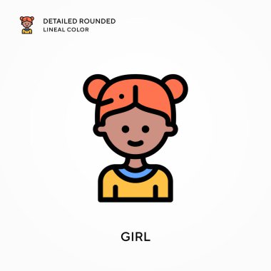 Kız yuvarlak çizgi rengini detaylandırmış. Modern vektör illüstrasyon kavramları. Düzenlemesi ve kişiselleştirmesi kolay.