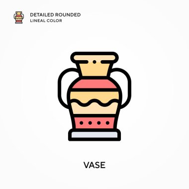 Vazo detaylı yuvarlak çizgisel renk. Modern vektör illüstrasyon kavramları. Düzenlemesi ve kişiselleştirmesi kolay.