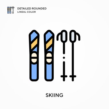 Ayrıntılı yuvarlak çizgili kayak yapmak. Modern vektör illüstrasyon kavramları. Düzenlemesi ve kişiselleştirmesi kolay.