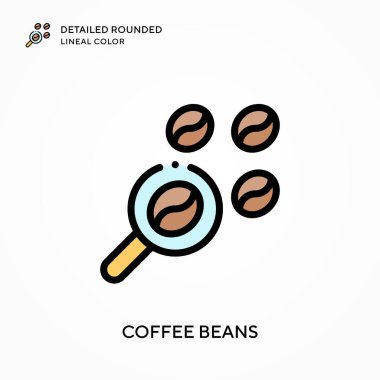 Kahve çekirdekleri yuvarlak çizgisel renkleri detaylandırır. Modern vektör illüstrasyon kavramları. Düzenlemesi ve kişiselleştirmesi kolay.