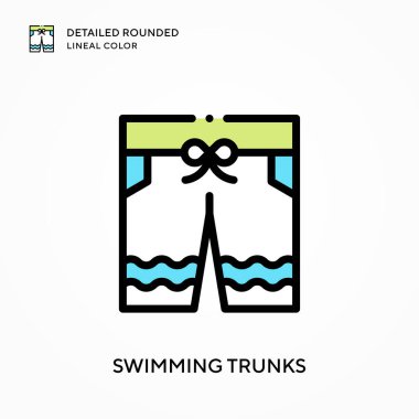 Yüzme şortu ayrıntılı yuvarlak çizgisel renk. Modern vektör illüstrasyon kavramları. Düzenlemesi ve kişiselleştirmesi kolay.